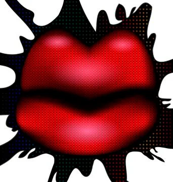 Abstract red lips and dark blot Stock Illustration