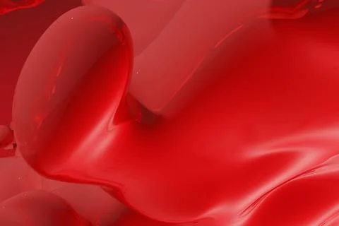 Abstract red liquid drops splashing - illustration, computer generated 3D ren Stock Illustration