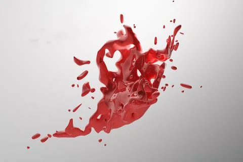 Abstract red liquid drops splashing on a white background - illustration, com Stock Illustration