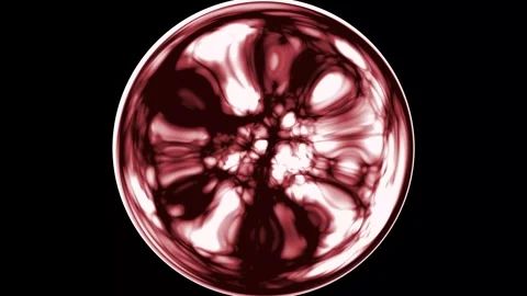 Abstract red liquid flowing inside spherical glass sphere with swirling mot.. Stock Footage 335023150