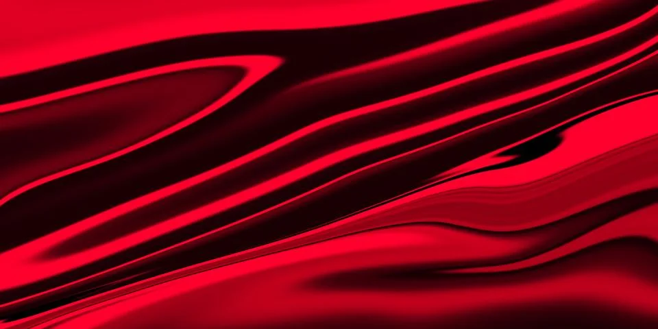 Abstract red liquid texture flowing in waves with high contrast metallic shee Stock Illustration