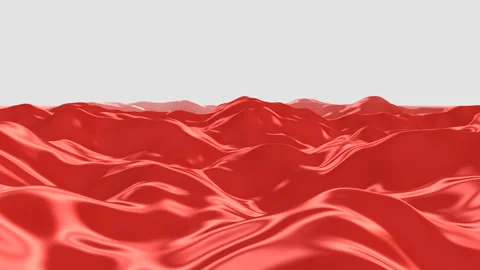 Abstract red liquid waves surface background with glossy reflections, 3D render Stock Footage 330083241