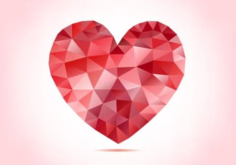 Abstract red low poly heart, vector Stock Illustration