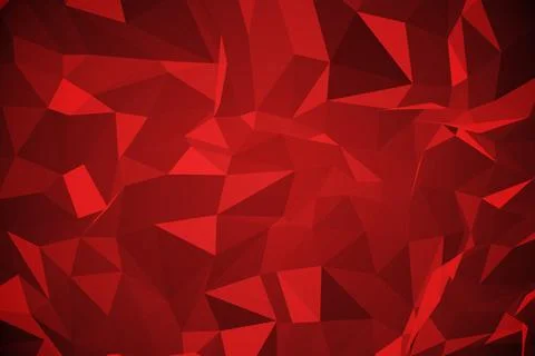 Abstract red low-poly polygonal pattern radiating across flat design backdrop in Stock Photos