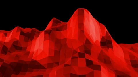 Abstract red low poly surface as origami landscape in stylish low poly design Stock Footage