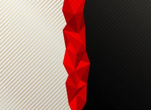 Abstract red low polygon white and black contrast background Stock Illustration