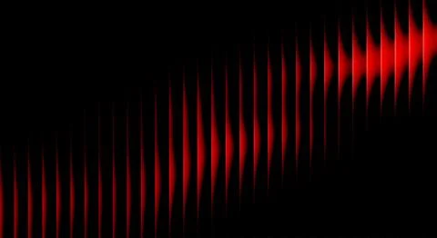 Abstract Red Luminous Vertical Waves on Black Background, Progressing Intensi Illustrazione stock