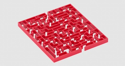 Abstract red maze grid rotation animation seamlessly loopable. 3D rendering.. Stock Footage 326472168