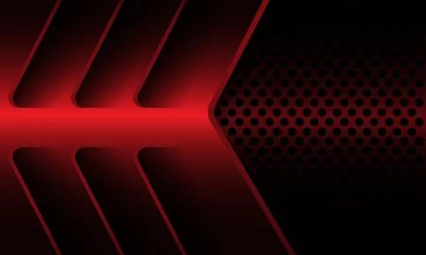Abstract red metallic geometric shadow with dark circle mesh design modern fu Stock Illustration