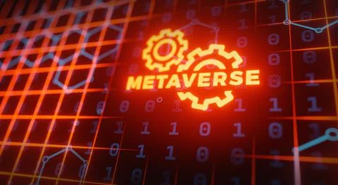 Abstract red metaverse background with lines 库存插图