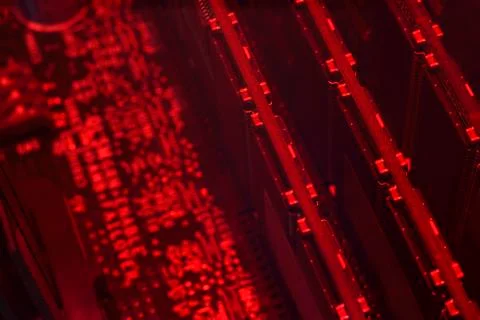 Abstract red microcircuit with RAM Stock Photos