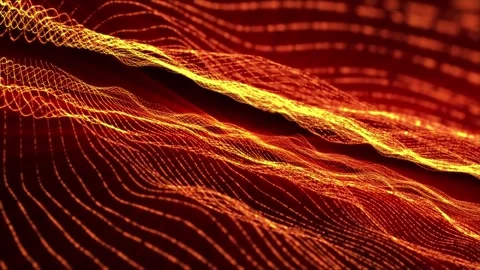 Abstract red mirror energy waves composed of futuristic particles. Stock Footage 259836586