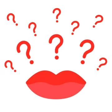 Abstract red mouth with question mark. Vector illustration Stock Illustration
