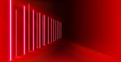Abstract red neon arrow light glow background. Futuristic cyber laser line Stock Illustration