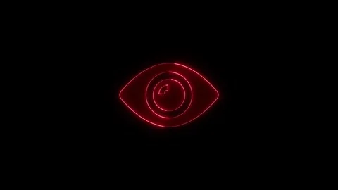 Abstract red neon eye icon animation on black background seamless loop visu.. Stock Footage 345549826