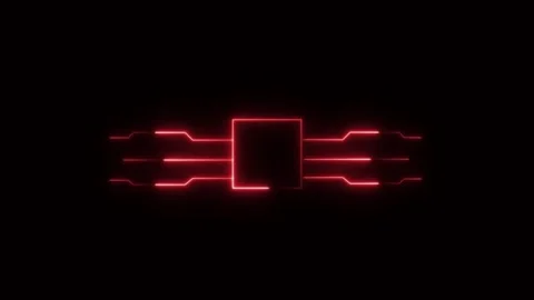 Abstract red neon geometric shape with lines on black. Geometric shape imag.. Stock Footage 337130598