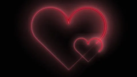 Abstract red neon heart drawing itself with continuous line art motion on b.. Stock Footage 339985598