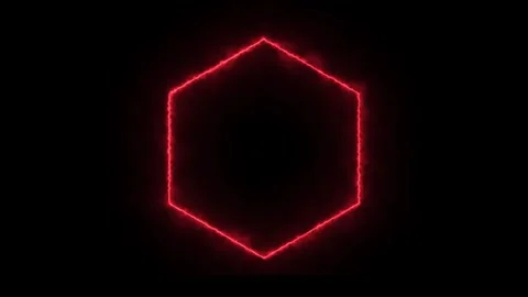 Abstract red neon hexagon frame motion loop Stock Footage 328385618