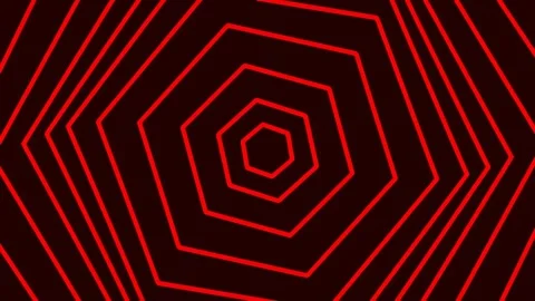 Abstract red neon hexagon lines geometric background design pattern Stock Footage 341059130