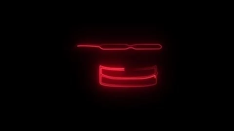Abstract red neon light lines on a dark black background Stock Footage 346577401