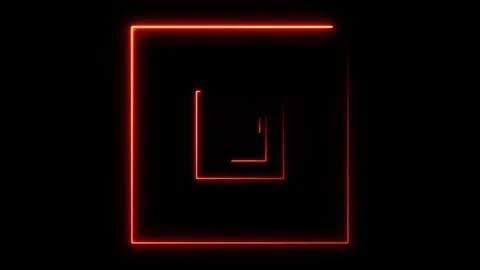Abstract Red Neon Light Square Frame with Inner Square Stock-Footage 297016092