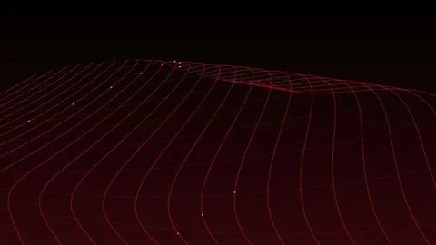 Abstract red neon lines forming a wave pattern against a dark black backgro.. 스톡 일러스트