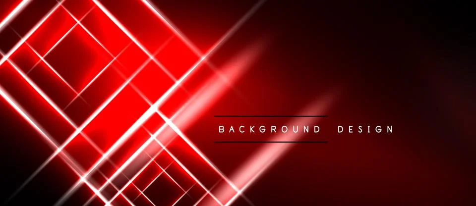 Abstract red neon lines intersect over dark background. Modern design element Stock Illustration