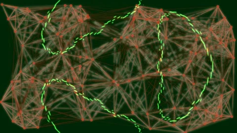 Abstract red neon network plexus pattern on dark background Stock Footage 337705361