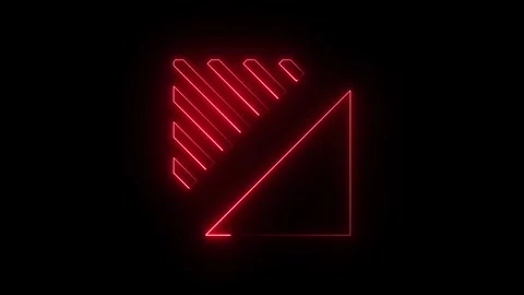 Abstract red neon square shape with diagonal stripes Stock-Footage 344565628