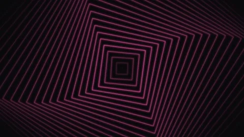 Abstract red neon square tunnel creating a mesmerizing geometric depth effect Stock Footage 335145958