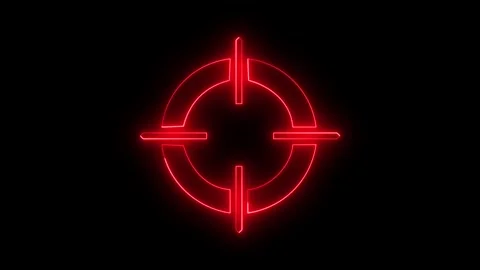 Abstract Red Neon Target Loop Animation on Black Background Digital HUD Ele.. Stockbeeldmateriaal 330849476