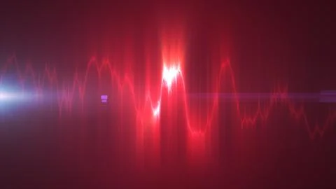 Abstract red neon waveform resembling a heartbeat signal, symbolizing life .. Stock Illustration