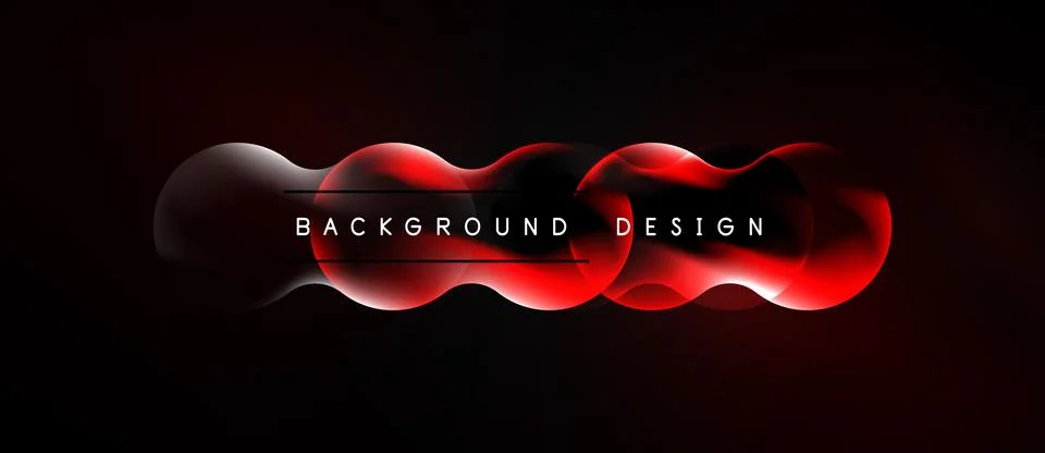 Abstract red neon waves over black background. Text reads background design. Stock Illustration