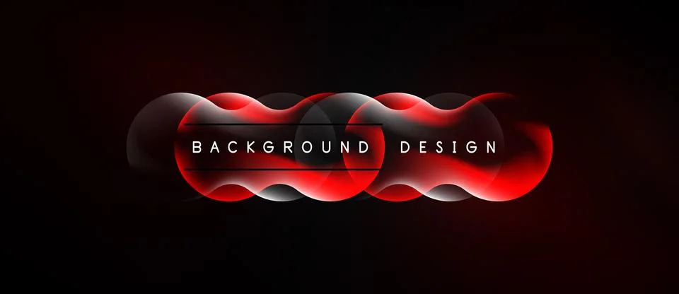 Abstract red neon waves over black backdrop. Text reads background design. Stock Illustration