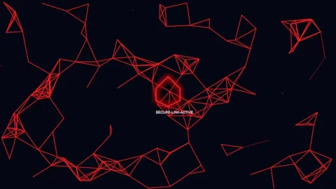 Abstract red network plexus animation with secure link active text on black.. Stock-Footage 341824573