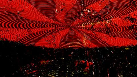 Abstract red optical illusion background with swirling patterns, hypnotic stripe Stockillustratie