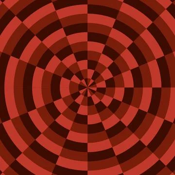 Abstract red optical illusion background with concentric circles and geomet.. Stock Illustration