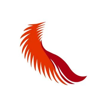 Abstract Red Orange Feather Wing Design 스톡 일러스트