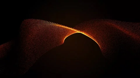 Abstract red orange, gold glowing waves from particles (2) Stock Footage 277419068