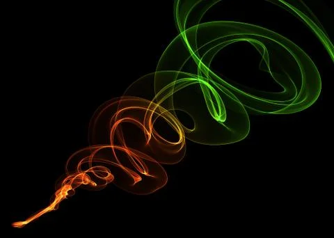 Abstract red orange green gradient smoke over black background with copyspace Stock Illustration