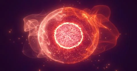 Abstract red orange round sphere energy molecule from futuristic high-tech .. Stock Illustration