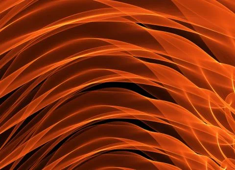 Abstract red orange smoke waves over black background Stock Illustration