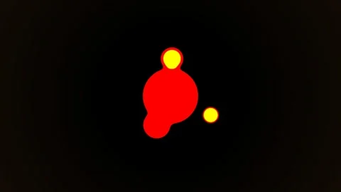 Abstract red organic blob with two yellow circles on a solid black background Stock Footage 338312005