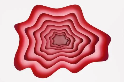Abstract red paper cut background, paper cut template. 3D paper relief effect Illustrazione stock