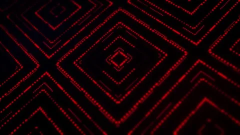 Abstract red particle background with glowing concentric squares Stock Footage 341892256