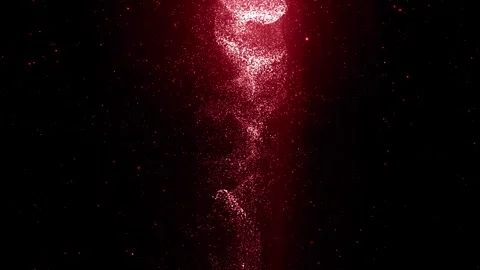 Abstract red particle stream flowing vertically in dark space Stock Footage 327594159