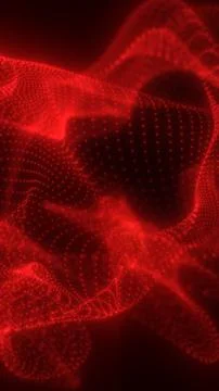 Abstract red particle wave made of glowing dots, forming a fluid digital la.. Stock Photos