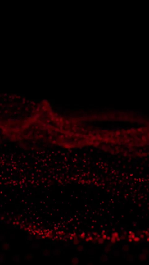 Abstract red particle waves on black background, vertical format Stock Footage 340130893