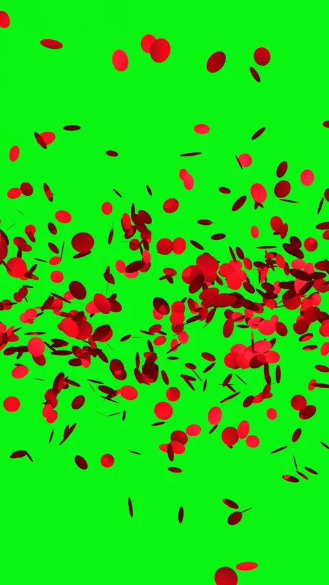 Abstract red particles with glare on green background, holiday background. Stock Footage 312277407