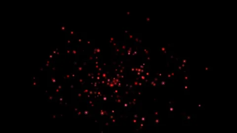 Abstract red particles moving randomly across a dark background graphic res.. Vídeo Stock 345845662